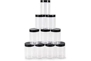 testyu 300ml Transparente Botes Cocina, 10 Piezas Bote de Plástico Transparente, Frascos de Plástico con Tapa para Cremas Corporales, Lociones, Slime, Cuentas, Joyas, Comida Seca