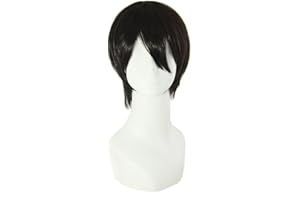 MapofBeauty 30 cm Moda Przebranie Na Karnawal Meska Krotka Prosta Peruka (Czarny)