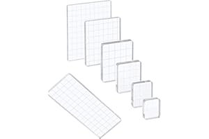 ‎YXHZVON YXHZVON 7 STK Acrylblock für Silikonstempel Set, Stempelblock mit Gitterlinien,Transparent Stempel Personalisiert Clear Stamp Stanzblöcke für Scrapbooking,weihnachtskarten