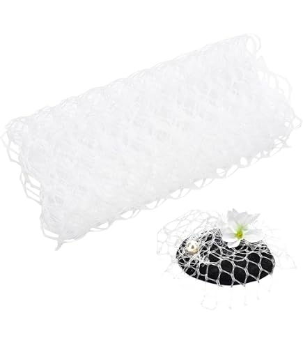 Tissu Voile Maille Avec Petites Boules - 2 Pièces De 1 Mètre (noir Et Blanc), Pour Chapellerie, Décorations Mariage, DIY Et Projets Créatifs - 2