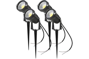 aulyun Lot de 4 Spot LED Cob 5W 220V Spots Jardin Orientables avec Piquet Luminaires Extérieur Jardin Terrasse