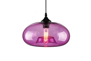 HJXDtech - Nouvelle Lampe à suspension, abat-jour en verre coloré bricolage lustre Loft Bar rétro plafonnier E27 (Violet)