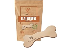 Wildfang Juguetes para Perros - Juguete Perro Natural de Cuero, Huesos para Perros con Pátina Natural, Curtido 100% Vegetal, Engrasado con Aceite de Oliva, Alivio del Estrés y Higiene Bucal - S