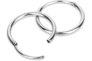 Tucnoeu 1 para męskich kolczyków ze stali chirurgicznej, kolczyki kreolskie ze stali nierdzewnej, srebrne, 8 mm-12 mm