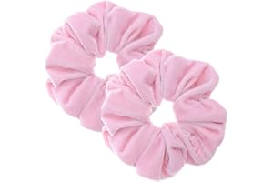 PIDOUDOU 2 Pcs Pink Color Large Velvet Scrunchies for Auldt Women Large Elastic Hair Ties Ropes