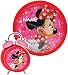 Produktbild alles-meine.de GmbH 2 TLG. Set Wanduhr & Wecker -  Disney Minnie Mouse  - incl. Name - 25 cm groß - Uhr - Analog - Wohnzimmer & Kinderzimmer - für Mädchen Kinder - Kinderuhr - ..