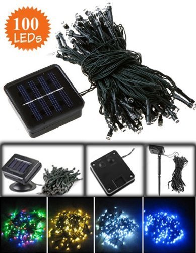Sunnytech E-3LUE Funtech Énergie Solaire 100 LED Fée lumière Multicolore Guirlande fête extérieur Décor de Jardin