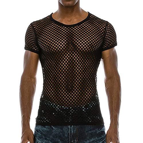Camisetas Hombre Verano,Lunule Camisa Casual de Manga Corta del músculo Camiseta Tirantes de Malla Transparentes Top Deportivos para Hombre