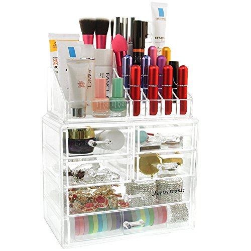 Make Up Organizer, Acelectronic Große Makeup Kosmetik Aufbewahrung Organizer – 4 Ebenen 6 Schubladen Acryl - 3