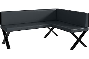 ‎MEBLINI MEBLINI Eckbank für Esszimmer - Küchenbank - Essecke - Sitzecke Küche - Toni - X-Beine 128x168x87cm Rechts - Dunkelgrau Kunstleder