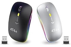 REDRAY Wireless mouse for laptop, Bluetooth Mouse Rechargeable, LED Slim Ultra-Thin 1600 DPI Mini 2.4G Silent Optical Cordless Bluetooth Mouse Mice Compatible with PC, Laptop, Mac, Windows (Black.)