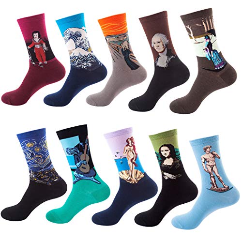 ZOYLINK 10 Paires de Chaussettes d'hiver Créations artistiques Impression de Chaussettes All-allumettes Chaussettes pour Couple Chaussettes