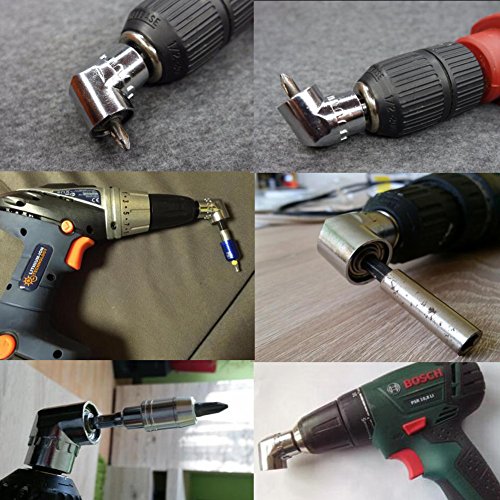 JTENG Winkelschrauber Vorsatz Adapter mit 1/4-Zoll Schnellwechsel- und magnetischen Bit Halter, Winkelschraubendreher Winkelgetriebe Winkelgetriebevor - 2