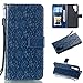 Produktbild Edauto Kompatibel mit Huawei P30 Pro Hülle Rebe Blume Leder Handyhülle Flip Case Tasche Wallet Kunstleder Bookstyle Brieftasche Schutzhülle Magnetisch Kartenfach Ständer Etui Dunkelblau