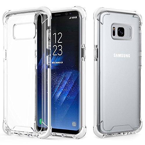 MoKo Samsung Galaxy S8 Funda - Flexible Case de Amortiguaci  n TPU de Choque-Absorci  n con Anti-ara  azos Transparente Duro Back Cover para Samsung Galaxy S8 2017 5 8 Pulgadas  Blanco