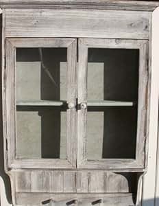 49x69x13,5cm Hängeschrank braun weiß gebürstet Holz Schrank Wandschrank