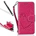 Produktbild iPhone 7 Plus Wallet Hülle,iPhone 7 Plus Flip Hülle,Leeook Retro Elegant Schön Rot Liebe Herz Schmetterling Butterfly Blume Flower Geprägt Embossed Muster Entwurf PU Lederhülle Flip Case Bookstyle Folio Handyhülle Flip Cover Schale Mappen Tasche Brieftasche Bumper mit Kartenfächer und Standfunktion Magnetverschluss Wallet Tasche Etui für Apple iPhone 7 Plus (5.5 Zoll) + 1 x Schwarz Eingabestift-Red