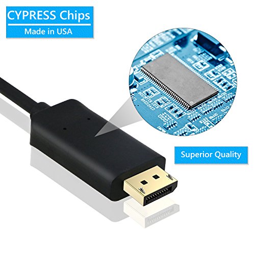 TedGem DisplayPort Kabel USB Typ-C zu DVI Kabel(4K@60Hz), Typ-C USB 3.1 (Thunderbolt 3 Kompatibel) zu DP-Kabel (5.49Fuß /1.8M) für ChromeBook Pixel, MacBook 12″, 2016 MacBook Pro, Samsung Galaxy S8/S8 Plus & Mehr - 3