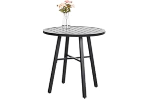 ‎PHI VILLA PHIVILLA Outdoor Garten Beistelltisch Rund Balkontisch Kleine Gartentische Terrassentisch Kaffeetisch Terrasse Couchtisch Metall Rund Schwarz