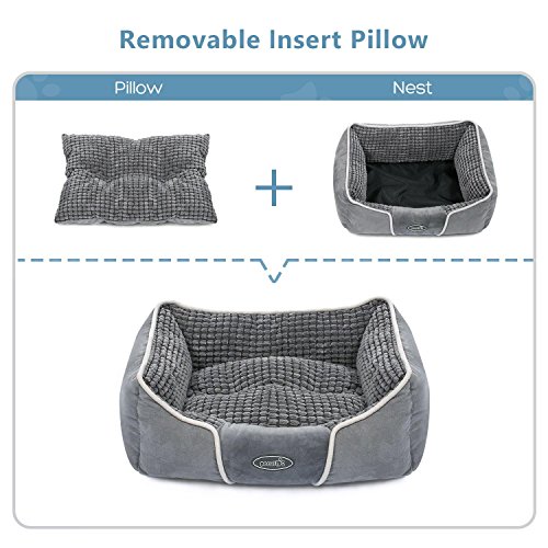 Pecute-Deluxe-Pet-Bed-for-Cats-and-Small-Medium-Dogs-Rectangle-Cuddler-with-Soft-Detachable-Cushion-Grey