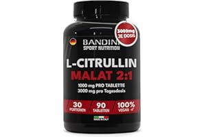 ‎BANDINI Bandini® CITRULLINMALAT 90 Tabletten 3000 mg pro Tagesdosis – Extra hohe Dosierung (1 Monat Deckung) – 100% veganes Fermentations-L-Citrullin – Citrullin für Sportler und Bodybuilder