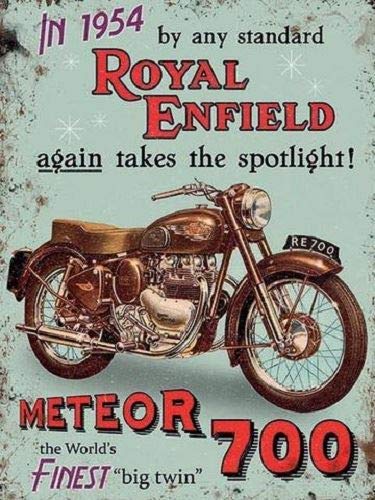 The Original Metal Sign Company Royal Enfield Meteor 700 Moto Panneau publicitaire en métal, 30 x 40 cm, Plaque Murale
