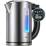 wasserkocher temperatureinstellung glas Geschmacksrichtungen erreichen mit Sicherer Edelstahl & BPA-Freie Bauart ▶ Der Wasserkocher besteht aus Edelstahl, und die eingebaute Wasserstandsanzeige und der Deckel bestehen aus hochwertigen und korrosionsbeständigen Materialien, um das Wasser sicher zu kochen.