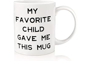 OEAGO Mothers Day Mum Gifts from Daughter Son, 330ml Funny Mum Birthday Gifts, Gifts for Mum Birthday Gifts for Dad Presents for Mum Coffee Cup - My Favorite Child Gave Me This Mug White