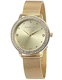 Taylor Cole Damen Armbanduhr XL Quarzuhr Golden Edelstahl Milanaiseband TC072