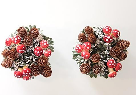 Gisela Graham: Red & White Toadstoolsl Candle Rings Christmas -Set of 2