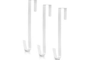 ZHEHAO 3 Pieces Christmas Decor Metal Wreath Hangers Over The Door Light Handy Wreath Hanger Hanging Hook (12 Inch, White)