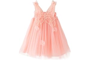Miipat Vestidos para Bebés Niña Mariposa Tul Sin Mangas Un Niña Pequeña de Princesa Vestido Fiesta de Cumpleaños Boda Flores Niña Vestido