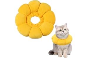 SGERUFZ colerette Chat Anti lechage collerette Chat en Coton suédé Respirant Anti adhésif Micro étanche collerette Chat Anti grattage Jolie Fleur colerette pour Chat Anti lechage (S)