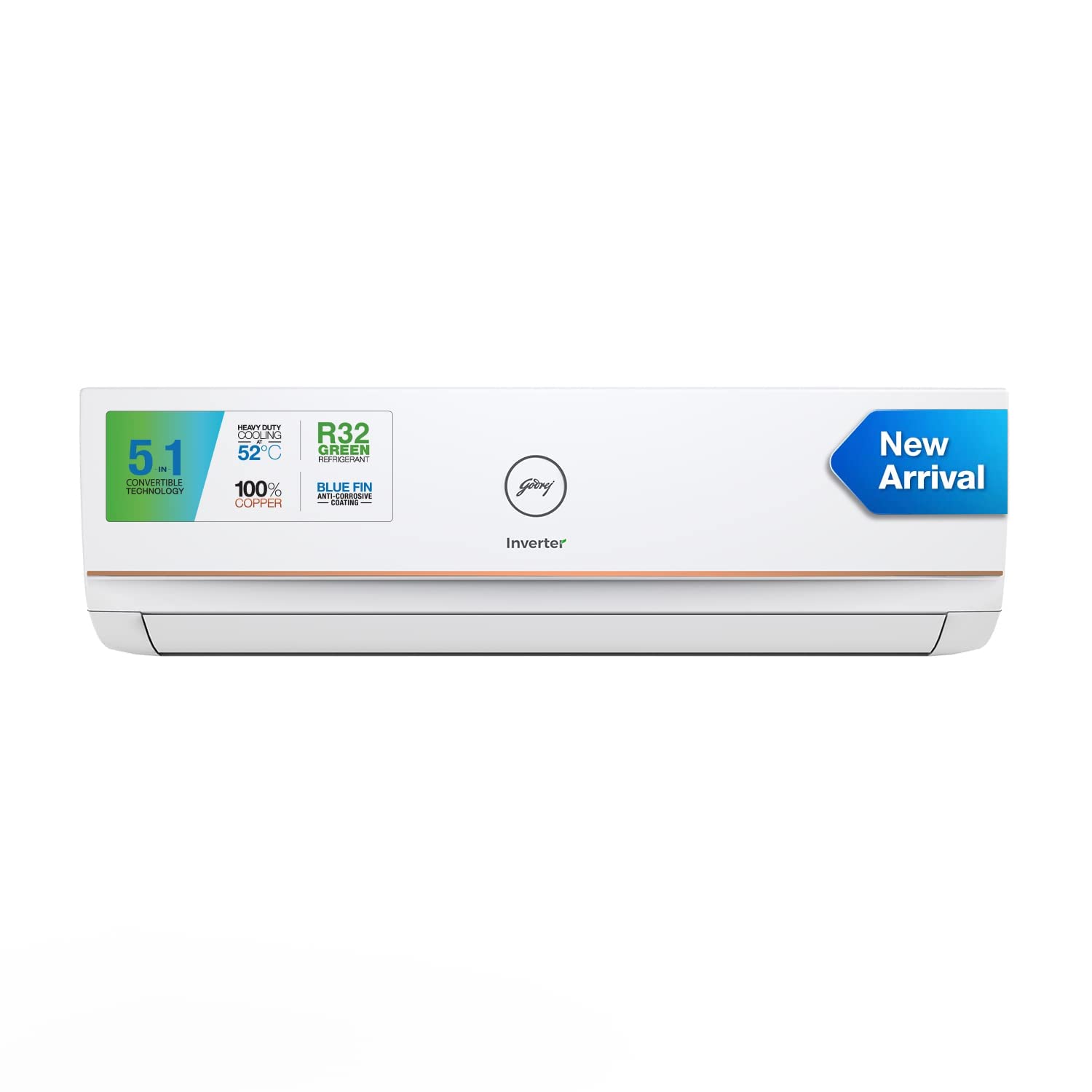 Godrej 1.5 Ton 3 Star, 5-In-1 Convertible, Inverter Split AC (Copper, I-Sense Technology, 2023 Model, AC 1.5T EI 18TINV3R32-G
