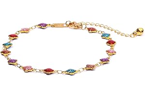 KINBOM Bracelets de Cheville Or 18K pour Femme, Ajustable Bracelet de Cheville de Plage avec Cloche Étoiles Scintillantes Colorées Chaîne de Pied en Or Bracelet de Cheville Bohème pour Femme Filles