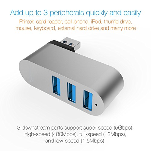 Sabrent USB HUB Premium 3-Port-Aluminium-Mini-USB-3.0 drehbaren Hub [90°/180° Grad drehbar] (HB-R3MC) - 2