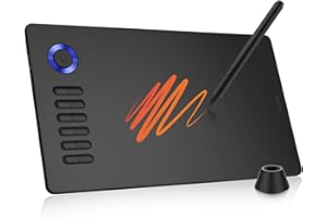 VEIKK A15Pro Graphics Tablet 10 x 6 Inch Digital Drawing Pad for PC with 12 Shortcut Keys and 1 Scroll Wheel, Supports Tilt Function, for MAC, Windows, Linux and Android OS（8192 Level)-Blue