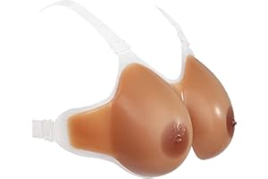 DFGGE 1 Paire Fausse Poitrine Silicone À Bretelles Bronzage Faux Seins pour Cosplay Déguisemen Femmes Mastectomie Travestis Transsexuels