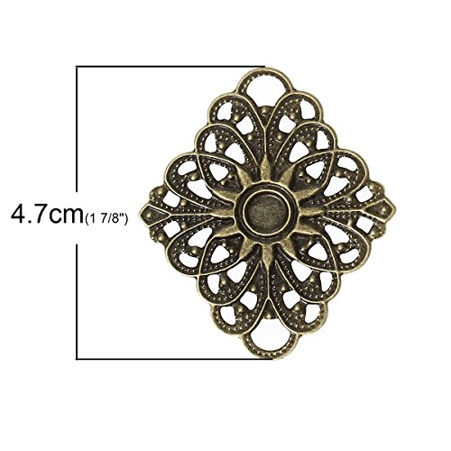 4 Verzierungen / Ornamente – Raute, 4,7 x 4,0 cm, antikmessing - 2