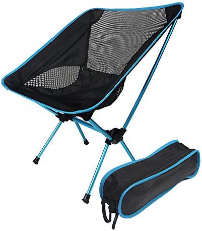 Portable Folding Camping Chair Outdoor Picnic Fishing Folding Camping Chairs for Barbecue Touring Fishing Travelling Backpacking Outdoor with Carry Bag Skyblue