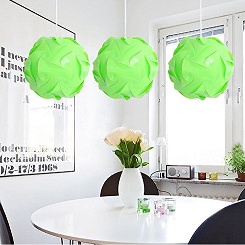Original DIY Lampe Schatten Puzzle Jigsaw IQ lightshade – Decke Lampenschirm – Beleuchtung Moderne Pendelleuchte – Flat Pack Self Assembly 30pcs Set Durchmesser 30 cm (grün) - 2