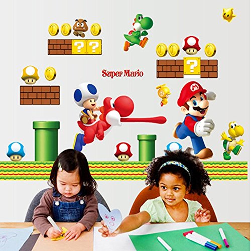 Addfun®Herausnehmbar Mauer Aufkleber Karikatur Super Mario