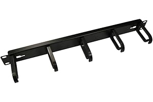 WORLD OF DATA 19" Cable Management Bar - 1U - 5 Removable Plastic Holders - Server - Black