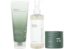 AOSEIENS Heartleaf Pore Control Cleansing Oil 200 ml, Heartleaf Quercetinol Pore Deep Cleansing Foam 150 ml, Heartleaf Soothing Toner Pads 160 ml, Korean Skincare