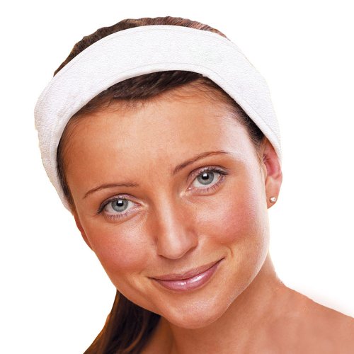 4 x Micro-Pro Microfibre White Cotton Hair Head Band Wrap Velcro Spa Headband