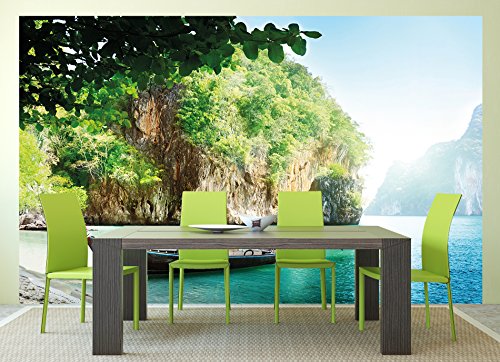 Fototapete Fischer-Boot in tropischer Bucht Wandbild Dekoration Urlaub Reisen Strand Paradies Bay Natur Insel Meer Travel Beach | Foto-Tapete Wandtapete Fotoposter Wanddeko by GREAT ART (336 x 238 cm) - 6