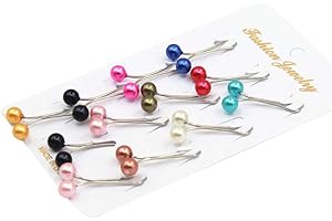Yinuneronsty 12 Unids/Pack Bufandas De Mujer Musulmana Hijab Clips En U De Acero Inoxidable Colgante De Bola De Perlas De Imitación De Color Broche De Mantón De Seguridad Alfileres