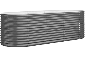 vidaXL Jardinera Arriate Elevado Macetero Maceta Tiesto Soporte para Plantas Vegetales Hierbas Acero Galvanizado Antracita 224x80x68 cm