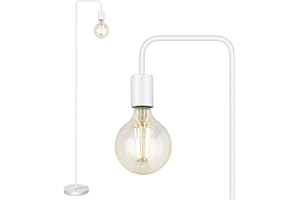 BBHome Lampadaire rétro incurvé en métal minimaliste avec interrupteur à pied pour chambre à coucher, salon, lecture, bureau I 165 cm I E27 (blanc)