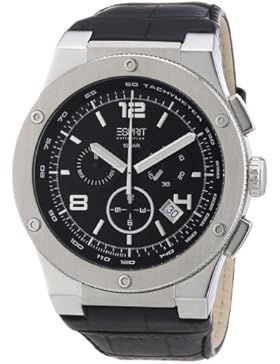 Esprit Herren-Armbanduhr XL Phorcys silverblack Chronograph Quarz Leder EL101811F02